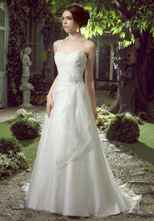 Whimsical One Shoulder Organza Wedding Dress | HL1027