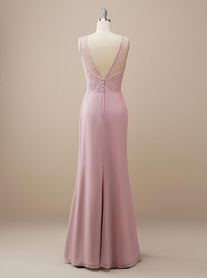 Sleeveless Lace Pink Bridesmaid Dress BM222