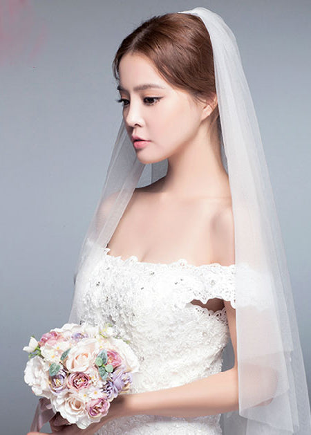 Plain Tulle Short One Finger Tip Wedding Veil