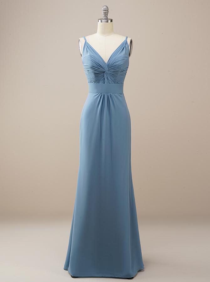 Blue Chiffon Bridesmaid Dress BM228