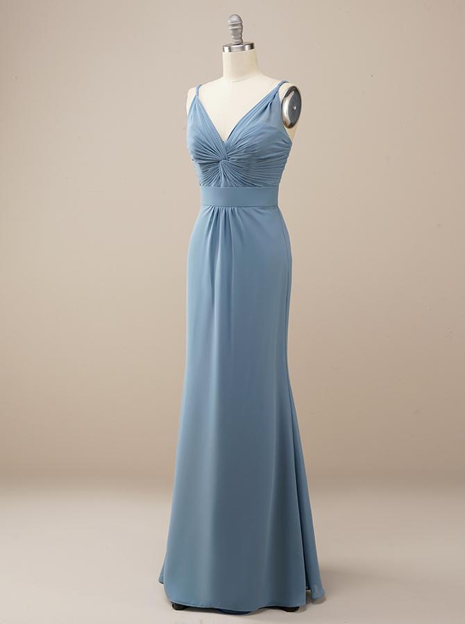 Blue Chiffon Bridesmaid Dress BM228
