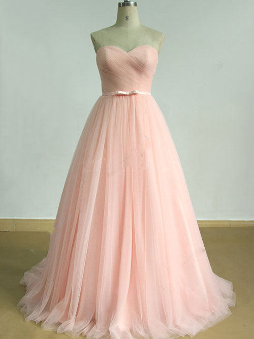 Princess Style Blush Pink Tulle Wedding Dress | EE3007