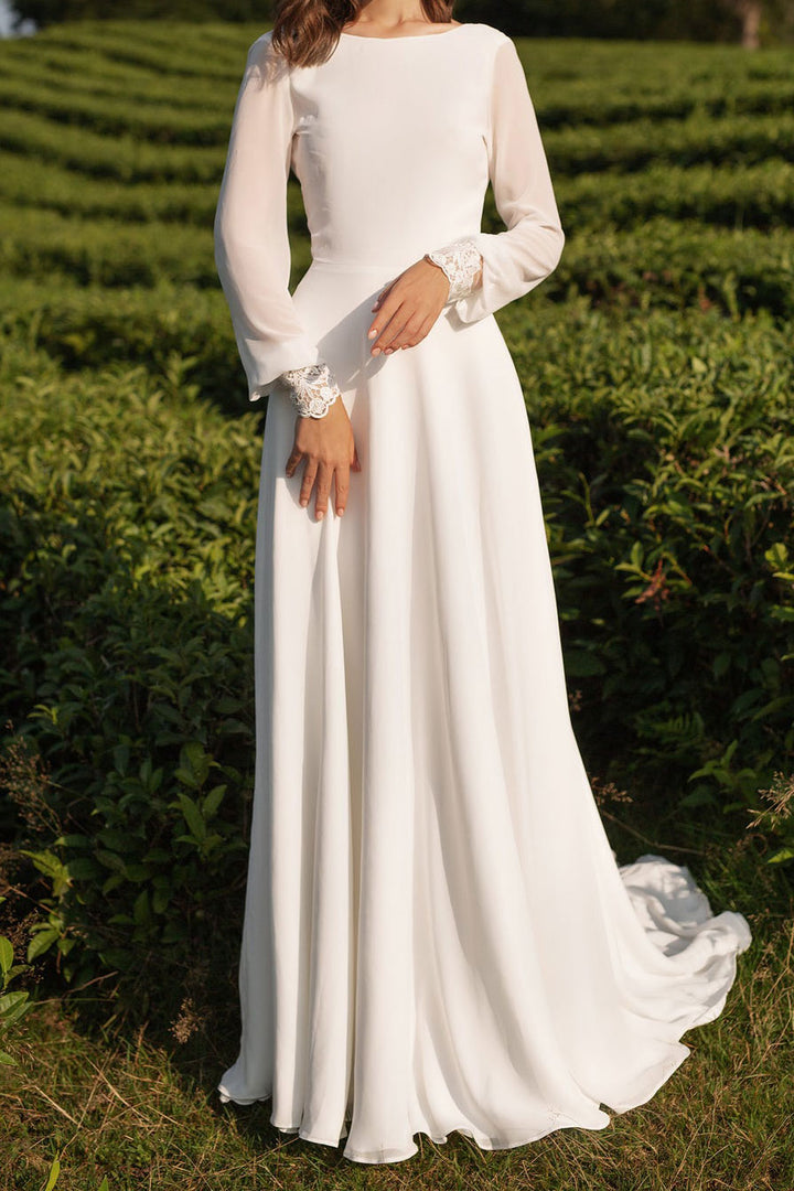 long sleeve crepe wedding dress Vera Long-Sleeve Gown Long sleeves Vera Long-Sleeve Crepe Gown -