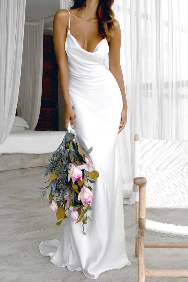 Silky Satin Slim Destination Wedding Dress ET3030