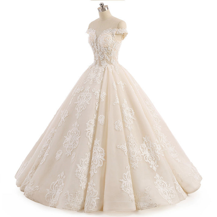 Champagne Lace Ball Gown Wedding Dress AL3014