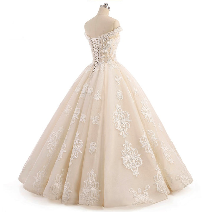 Champagne Lace Ball Gown Wedding Dress AL3014