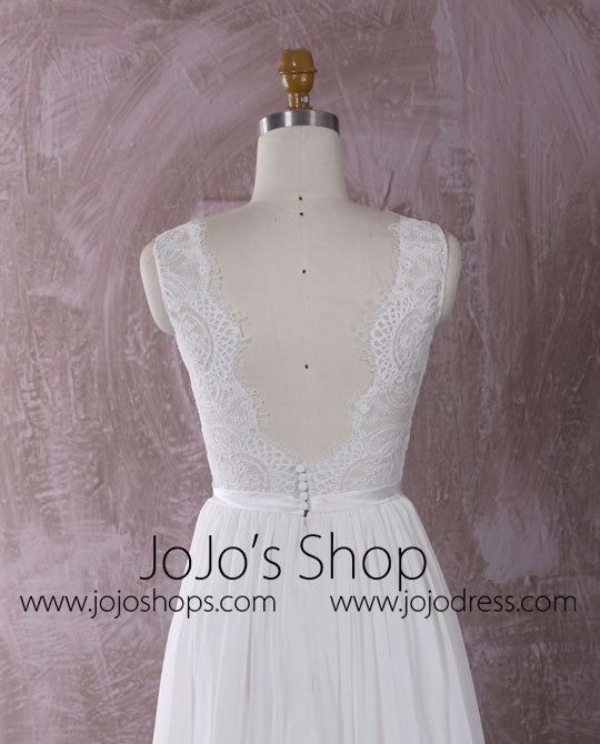 Grecian Chiffon Wedding Dress with French Chantilly Lace | QT815011