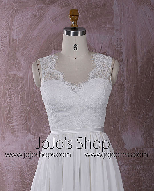 Grecian Chiffon Wedding Dress with French Chantilly Lace | QT815011