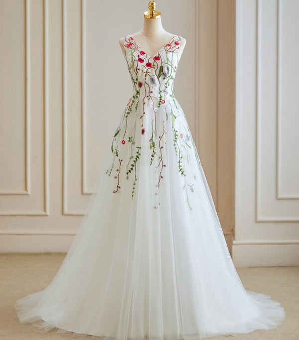 Ethereal Wedding Dress with Colored Embroideries ET3033