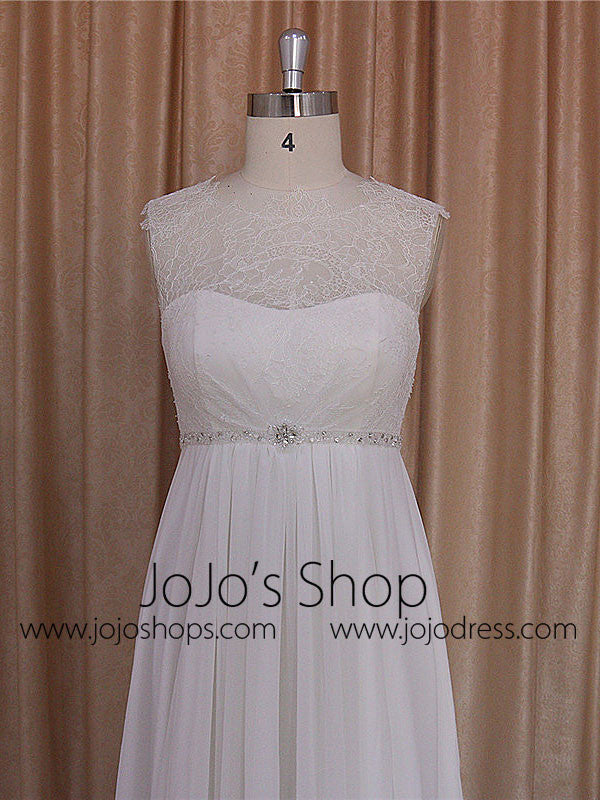 Empire Chiffon Wedding Dress with Chantilly Lace Bodice | BB002