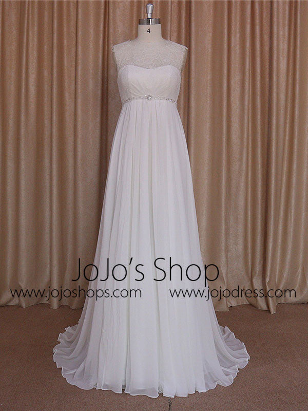 Empire Chiffon Wedding Dress with Chantilly Lace Bodice | BB002