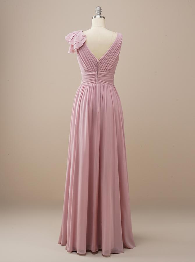 Grecian Chiffon Pink Bridesmaid Dress BR223