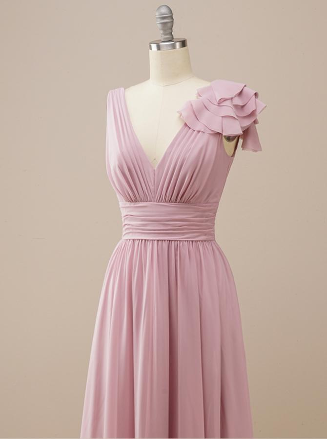Grecian Chiffon Pink Bridesmaid Dress BR223