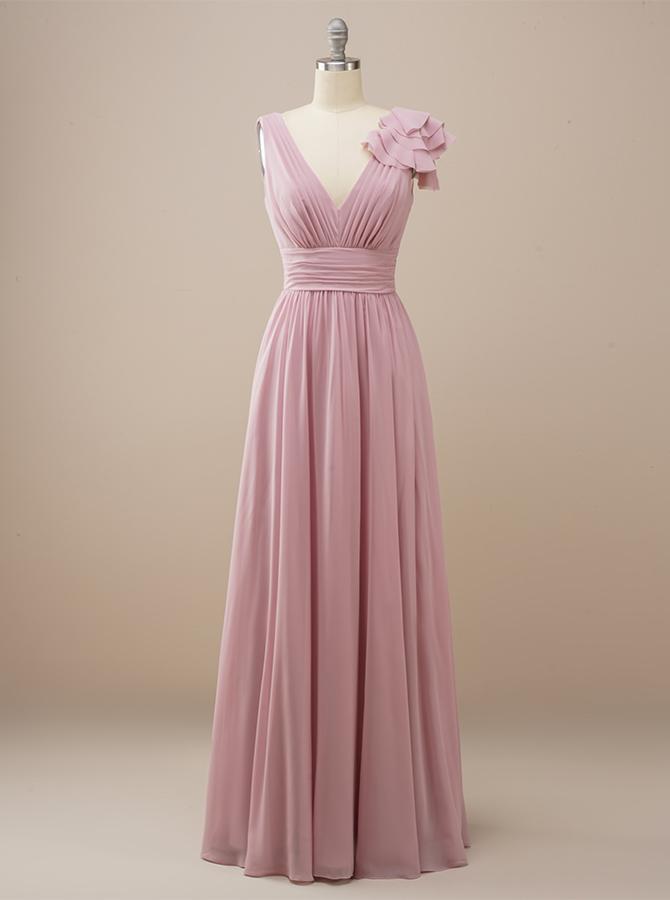 Grecian Chiffon Pink Bridesmaid Dress BR223