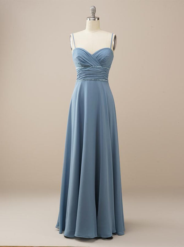 Long Chiffon Bridesmaid Dress with Straps BM220