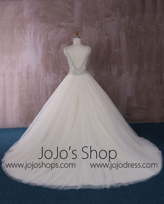 Stunning Tulle Ball Gown Wedding Dress with Jeweled Embroideries | QT815006