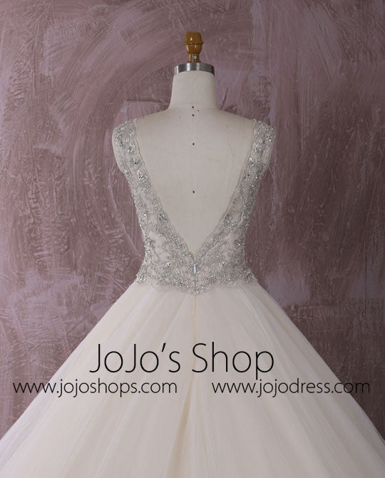 Stunning Tulle Ball Gown Wedding Dress with Jeweled Embroideries | QT815006