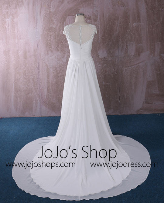 Chiffon Wedding Dress with Illusion Neckline | QT85137