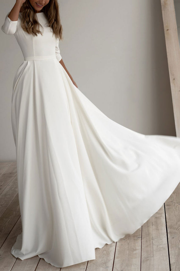 Simple Minimalist Crepe Chiffon Wedding Dress ET3001