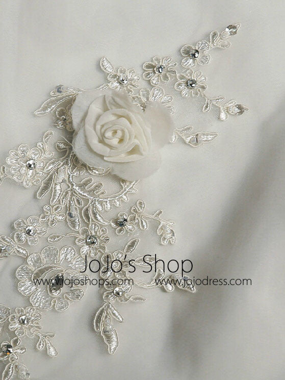 Elegant A-line Wedding Dress with Off Shoulder Cap Sleeves | LW2003