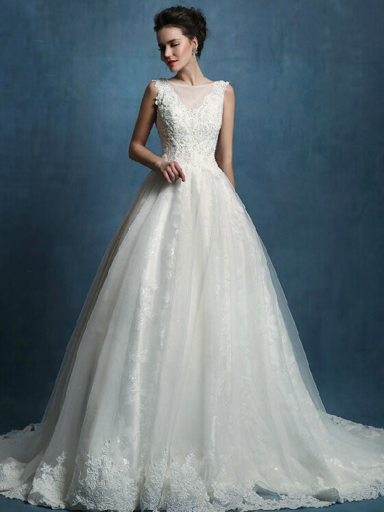 Open Back A-line Lace Wedding Dress | LW2002