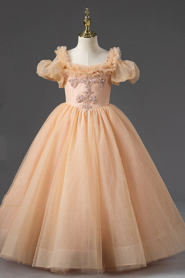 Peach Mid Century Ball Gown Dress for Girls CL2007
