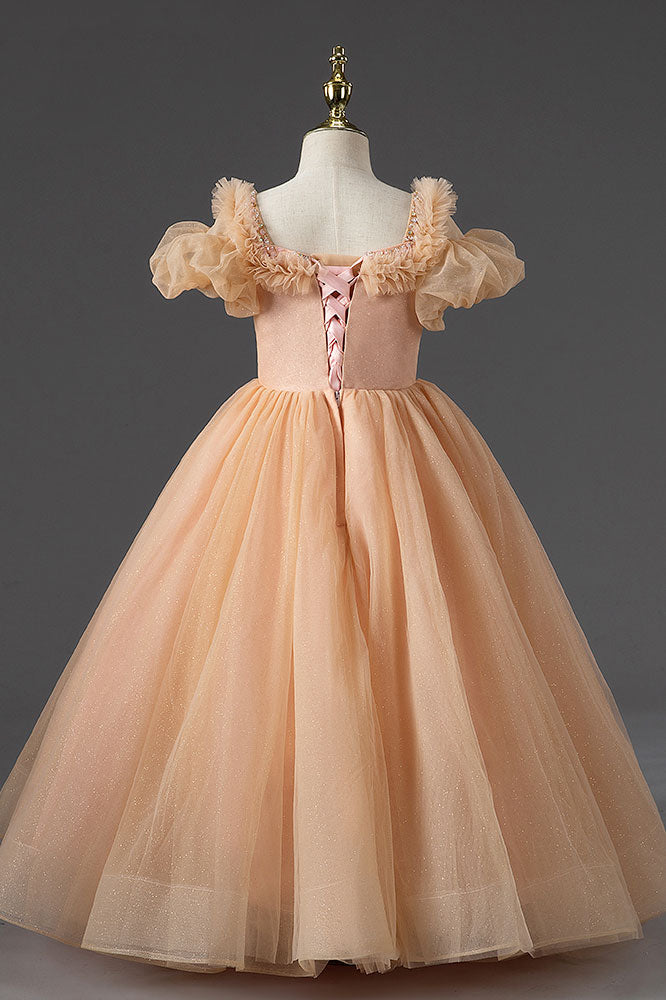 Peach Mid Century Ball Gown Dress for Girls CL2007
