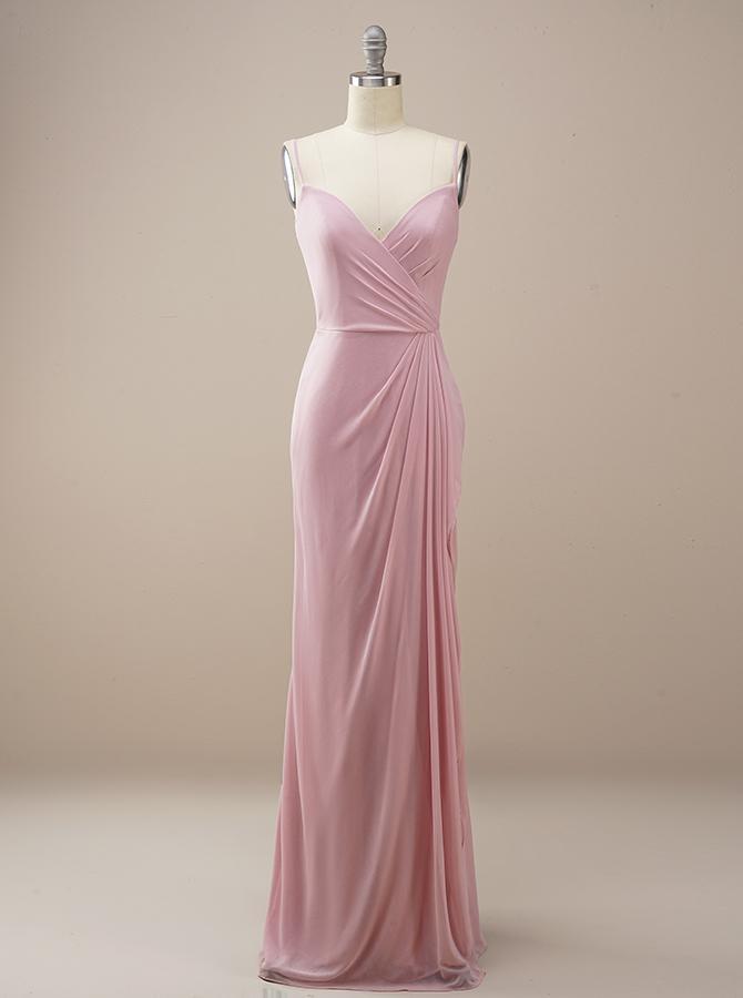 Pink Long Chiffon Bridesmaid Dress BM229