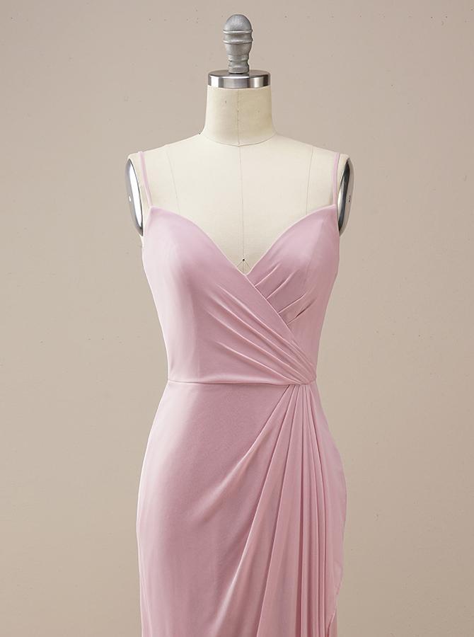 Pink Long Chiffon Bridesmaid Dress BM229
