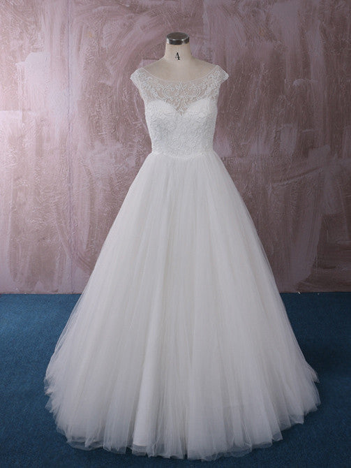 Princess A-line Tulle Wedding Dress with Illusion Neckline | QT85276