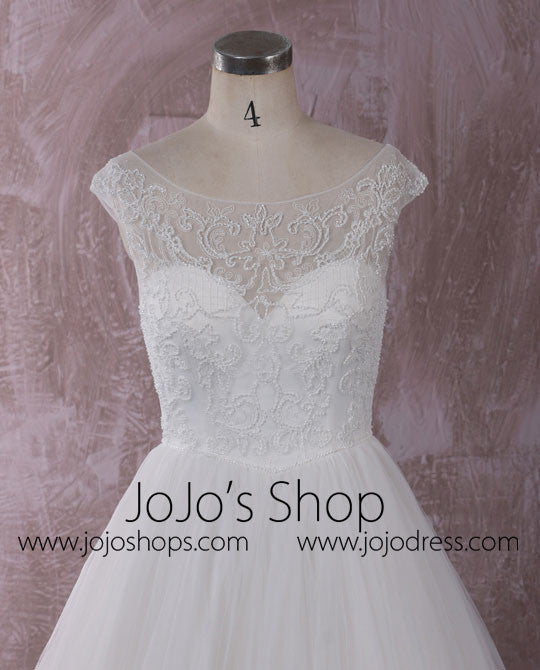 Princess A-line Tulle Wedding Dress with Illusion Neckline | QT85276