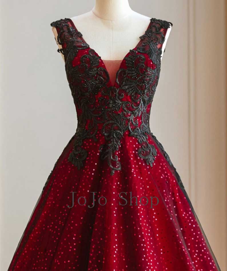 Halloween Gothic Red and Black Lace Wedding Dress ET3035 – JoJo Shop