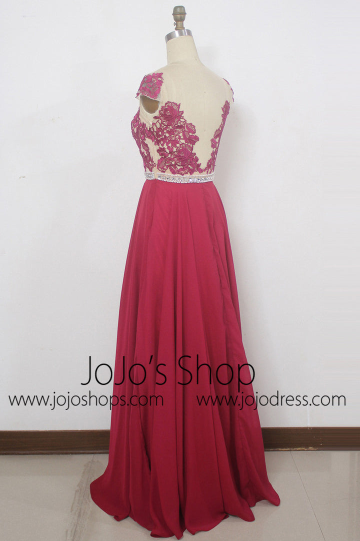 Long Lace Bridesmaid Dress with Cap Sleeves
