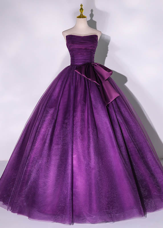 Royal Purple Strapless Ball Gown Wedding Dress ET3028