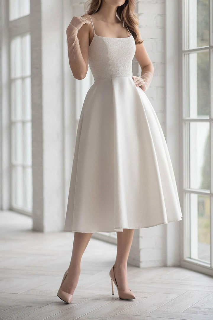 Short Clean Minimalist Wedding Dress ET3013