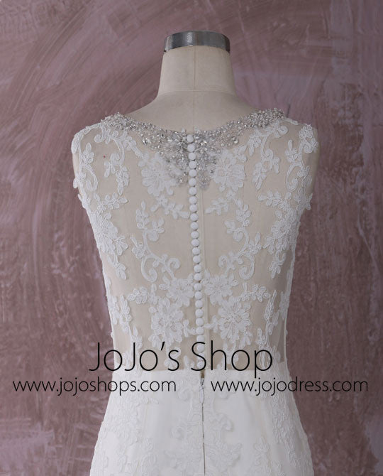 Slim Mermaid Lace Wedding Dress with Illusion Neckline | QT815002