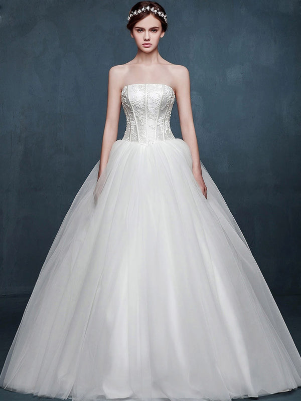 Timeless Strapless Princess Ball Gown Wedding Dress