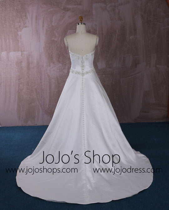 Strapless Satin A-line Wedding Dress with Lace | QT815001