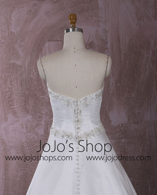 Strapless Satin A-line Wedding Dress with Lace | QT815001