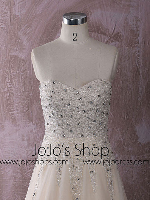 Strapless Slim A-line Champagne Wedding Dress Reception Dress | QT815009