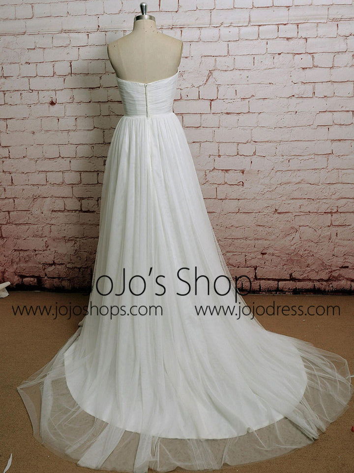 Strapless Chiffon A-line Wedding Dress with Sweetheart Neckline | EE3001
