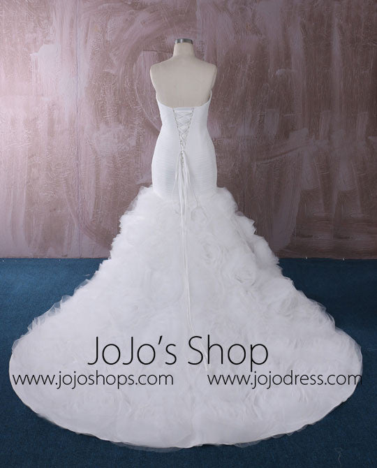 Strapless Fit and Flare Wedding Dress with Rosette Ruffle Skirt | QT1815014