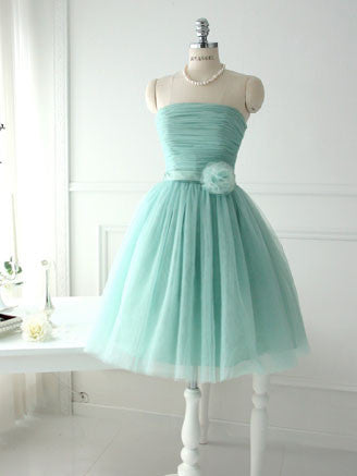 Green Strapless Short Bridesmaid Dress