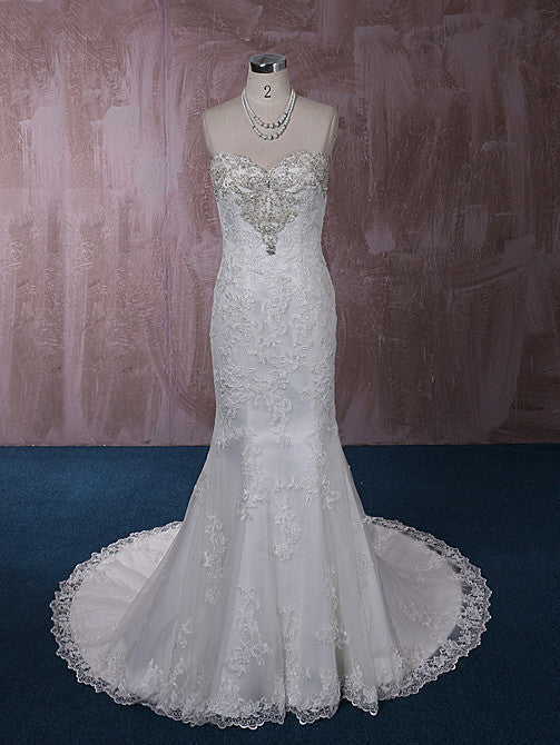 Strapless Mermaid Lace Wedding Dress with Jeweled Neckline | QT815005
