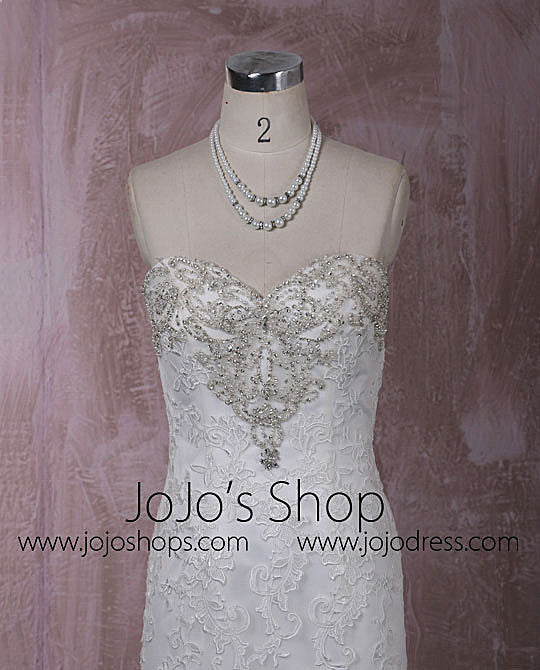 Strapless Mermaid Lace Wedding Dress with Jeweled Neckline | QT815005