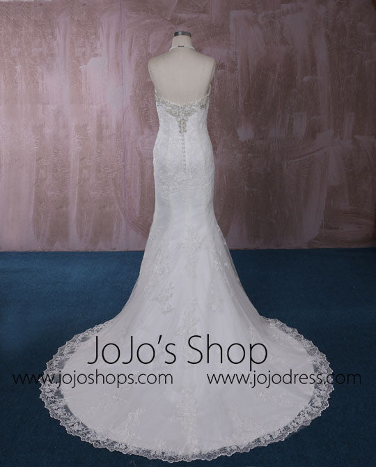 Strapless Mermaid Lace Wedding Dress with Jeweled Neckline | QT815005
