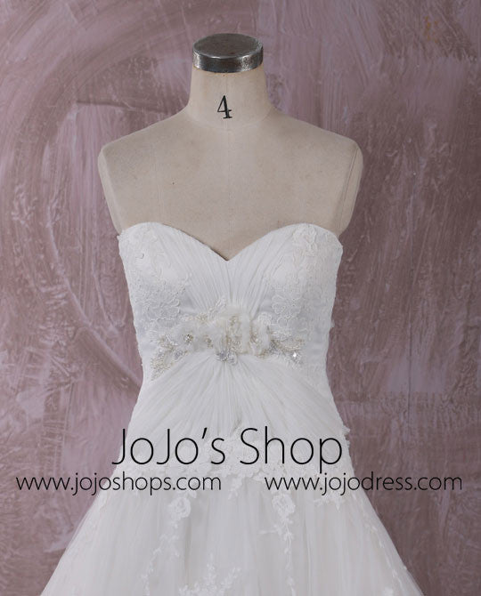 Strapless Lace Wedding Dress with Sweetheart Neckline and Empire Waist | QT85285