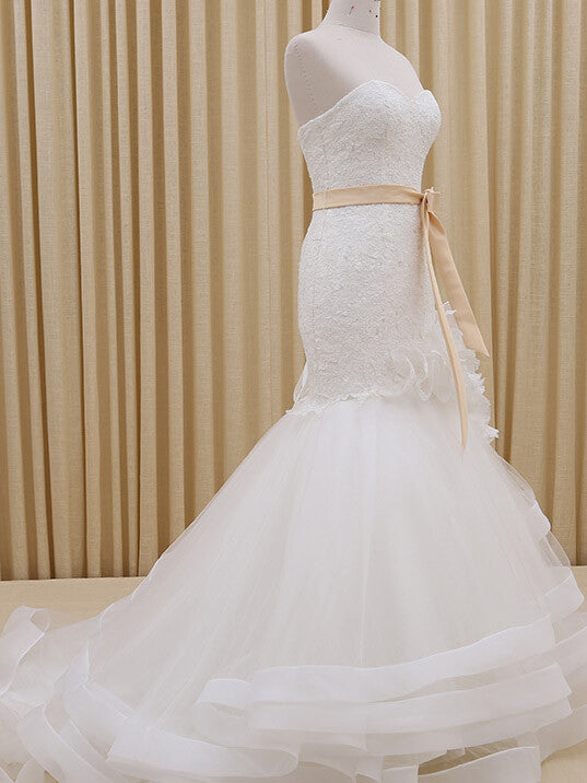 Strapless Mermaid Fit and Flare Lace Wedding Dress | RS3009