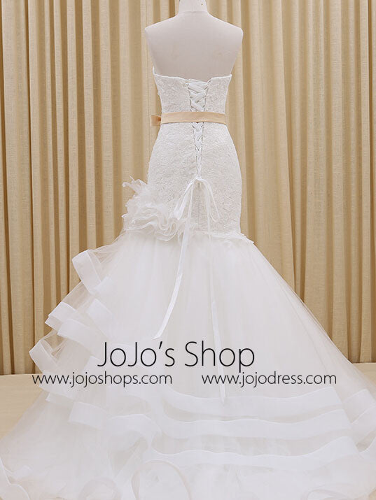 Strapless Mermaid Fit and Flare Lace Wedding Dress | RS3009