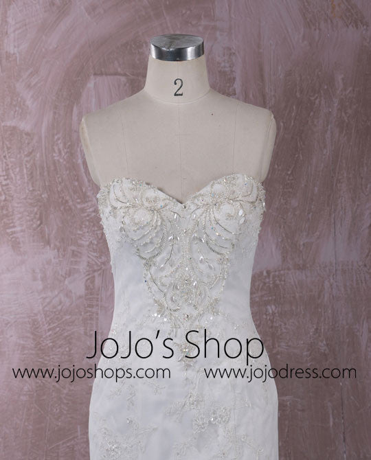 Strapless Mermaid Lace Wedding Dress with Jeweled Bodice | QT85856